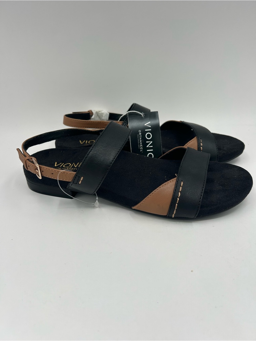 Vionic Orthaheel Slingback Sandals – Women’s 7 Black Tan Adjustable Straps